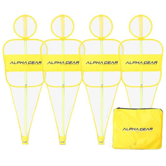 4 Pack of Defensive Mesh Bodies to Convert Agility Poles into Defensive Mannquins - Yellow